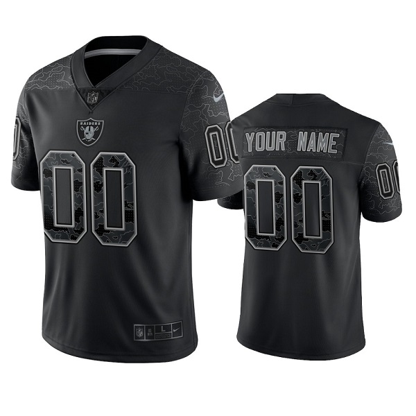 Men's Las Vegas Raiders Customized Black Reflective Limited Stitched Jersey